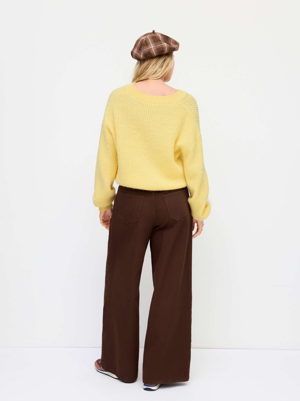 Cider Denim Low Rise Pleated Wide Leg Jeans with Belt Brown L - Picture 6 of 11